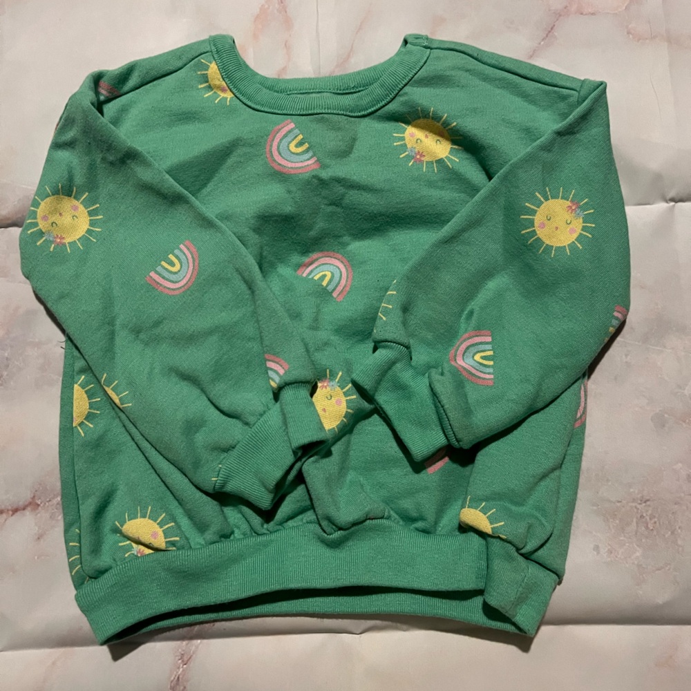 ❤️ 3/$25 Garanimals Green Toddler Sweater with Sun and Rainbow Design | 18mo